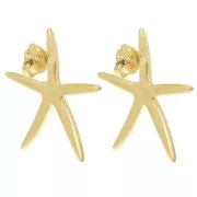 Pendientes estrella de mar 27.5x25 mm - Dorado fino x2