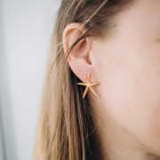 Ganchos pendientes de estrella de mar 27.5x25 mm - Plateado fino antiguo x2