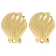 Ganchos pendientes de concha 22 mm - Dorado con oro fino x2