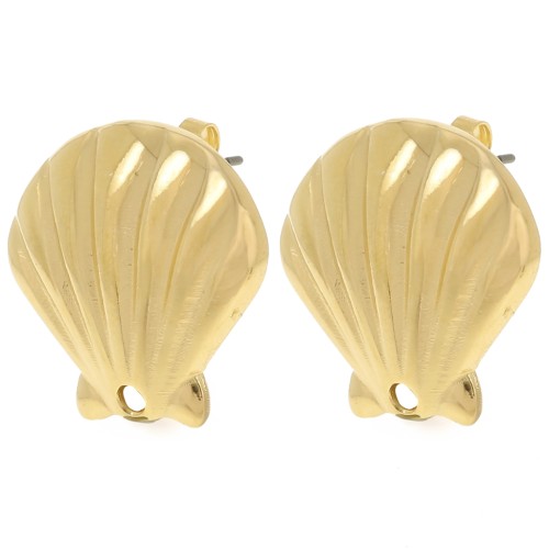 Ganchos pendientes de concha 22 mm - Dorado con oro fino x2