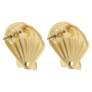 Ganchos pendientes de concha 22 mm - Dorado con oro fino x2