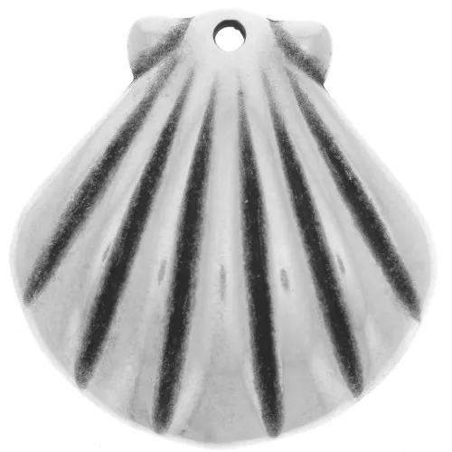 Colgante concha 31.5x30.5 mm - Plateado plata envejecida x1