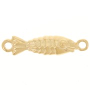 Entrepieza de pez 26x6 mm - Dorado con oro fino x1