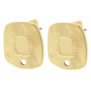 Ganchos pendientes cuadrados irregulares martillados 15x14 mm - Dorado con oro fino x2|raw }}