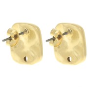 Ganchos pendientes cuadrados irregulares martillados 15x14 mm - Dorado con oro fino x2