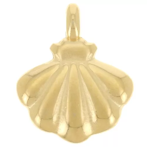 Dije de concha St Jacques 14x12 mm - Dorado con oro fino x1