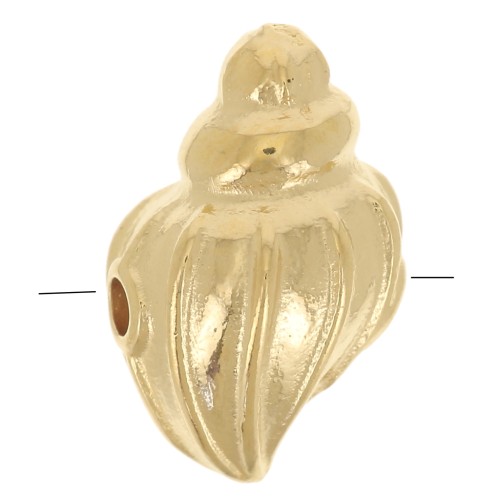 Perla de concha 12x7 mm - Dorado con oro fino x1