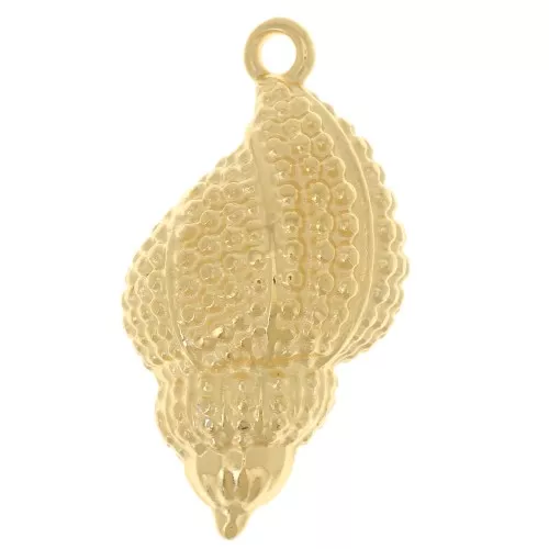 Colgante Concha Texturada 30x17 mm - Dorado con oro fino x1