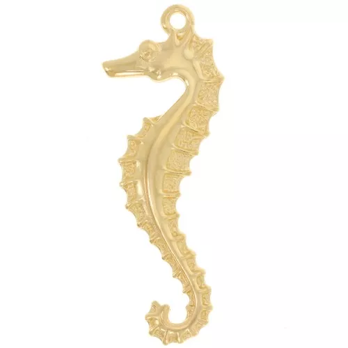 Colgante Caballito de mar 41x15 mm - Dorado con oro fino x1