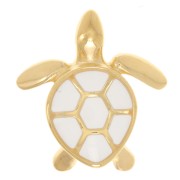 Dije de tortuga 16x15 mm con resina epoxi - Dorado con oro fino - Blanco x1
