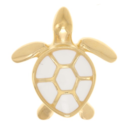 Dije de tortuga 16x15 mm con resina epoxi - Dorado con oro fino - Blanco x1