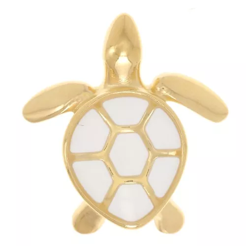 Dije de tortuga 16x15 mm con resina epoxi - Dorado con oro fino - Blanco x1