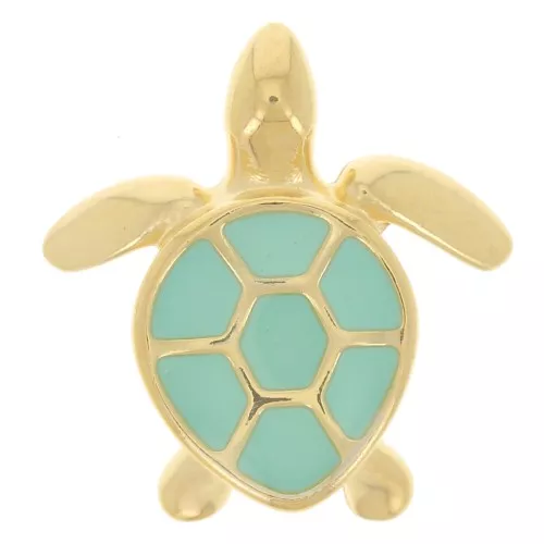 Dije de tortuga 16x15 mm con resina epoxi - Dorado con oro fino - Turquesa x1