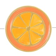Cuenta naranja de 12,5 mm con resina epoxi - Dorado con oro fino - Naranja x1