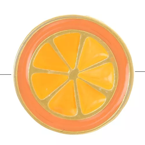 Cuenta naranja de 12,5 mm con resina epoxi - Dorado con oro fino - Naranja x1