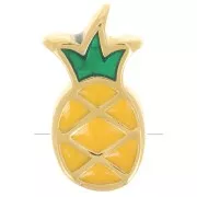 Cuenta Piña 14x8 mm con resina epoxi - Dorado con oro fino - Amarillo x1
