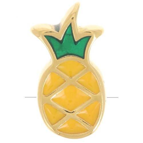 Cuenta Piña 14x8 mm con resina epoxi - Dorado con oro fino - Amarillo x1