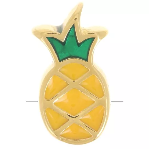 Cuenta Piña 14x8 mm con resina epoxi - Dorado con oro fino - Amarillo x1