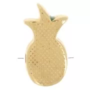 Cuenta Piña 14x8 mm con resina epoxi - Dorado con oro fino - Amarillo x1