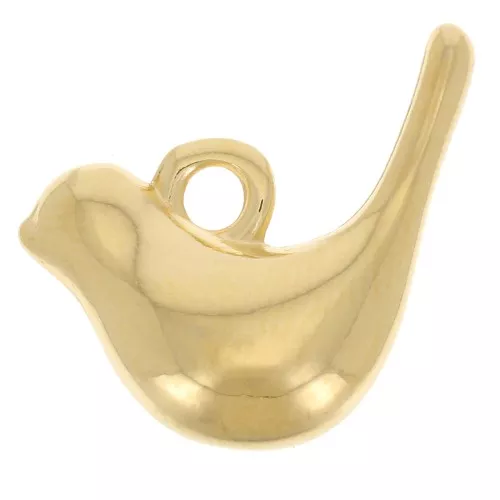 Dije de pájaro - 11x16 mm - Dorado con oro fino x1