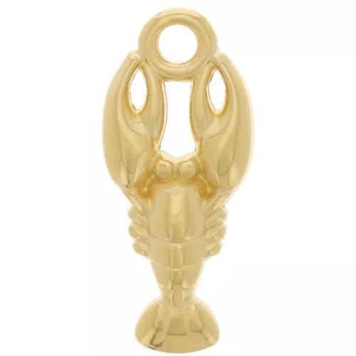 Dije de langosta 18x8 mm - Dorado con oro fino x1