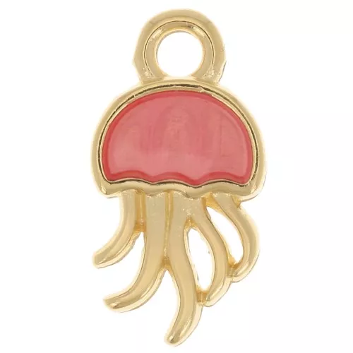 Dije Medusa 14x7 mm con resina epoxi - Dorado con oro fino - Rosa x1
