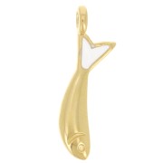 Dije de pez 20x5 mm con resina epoxi - Dorado con oro fino - Blanco x1