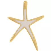 Colgante Estrella de Mar 52x37mm con resina epoxi Dorado con oro fino - Blanco Nacarado x1