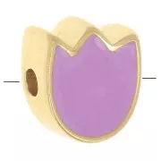 malva - Cuenta Flor de tulipán 9x8 mm con resina epoxi - Dorado con oro fino - Malva x1 Cuenta Flor de tulipán 9x8 mm con resina epoxi - Dorado con oro fino - Malva x1