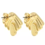 Pendientes vintage 18x18,5 mm con resina epoxi - Dorado con oro fino - Negro x2