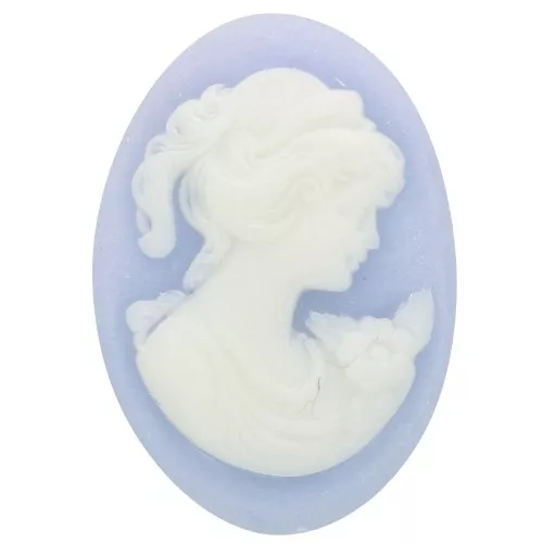 Camafeo de resina 18x13 mm - lado derecho - Azul cielo x1