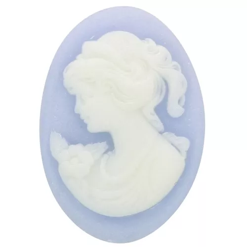 Camafeo de resina 18x13 mm - lado izquierdo - Azul cielo x1