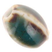 Cuentas ovaladas de cerámica 13x9 mm - Azul Verde - Beige jaspeado x10|raw }}