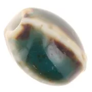 Beige - Cuentas ovaladas de cerámica 13x9 mm - Azul Verde - Beige jaspeado x10 Cuentas ovaladas de cerámica 13x9 mm - Azul Verde - Beige jaspeado x10