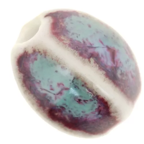 Cuentas ovaladas de cerámica 13x9 mm - Azul - Violeta - Beige jaspeado x10