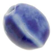 Cuentas ovaladas de cerámica 13x9 mm - Azul marino - Azul jaspeado x10|raw }}
