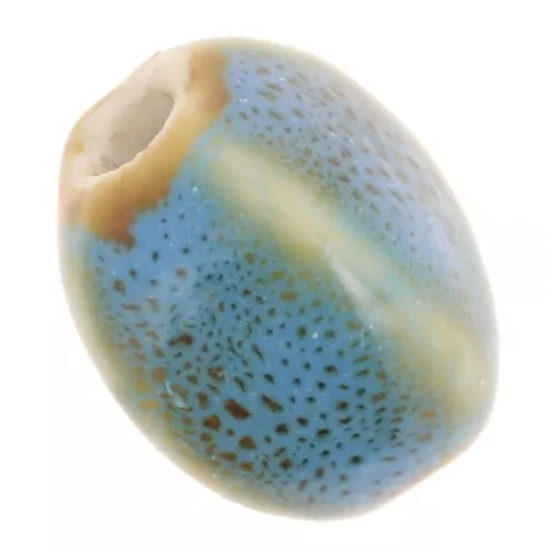 Cuentas ovaladas de cerámica 13x9 mm - Azul - Beige jaspeado x10