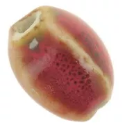 Rojo - Cuentas ovaladas de cerámica 13x9 mm - Rojo - marrón jaspeado x10 Cuentas ovaladas de cerámica 13x9 mm - Rojo - marrón jaspeado x10