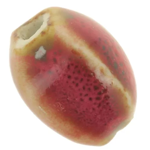 Cuentas ovaladas de cerámica 13x9 mm - Rojo - marrón jaspeado x10