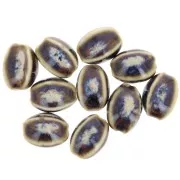 Cuentas ovaladas de cerámica 13x9 mm - Marrón - Azul - Beige marblex10
