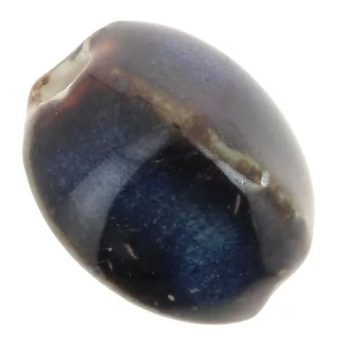 Cuentas ovaladas de cerámica 13x9 mm - Azul noche - Marrón oscuro jaspeado x10