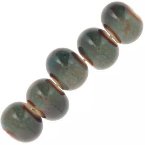 Cuentas rondelle de cerámica 7x5 mm - Azul Verde jaspeado x20