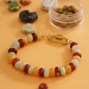 Cuentas arandalas Heishi 8x5 mm Piedra preciosa Jade teñido - Amarillo x15