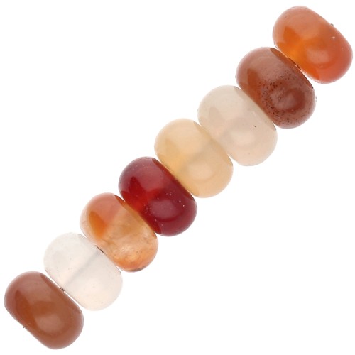 Cuentas arandalas Heishi redondas de 8,5 x 5 mm de piedra preciosa - Ágata roja x15