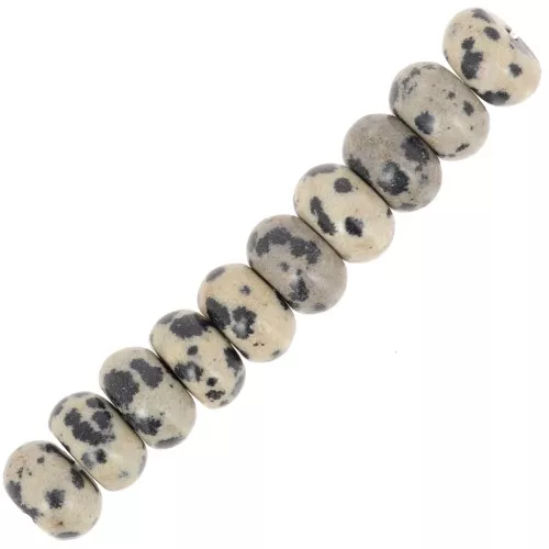 Cuentas arandalas Heishi 8x5 mm gema - Jaspe dálmata x15