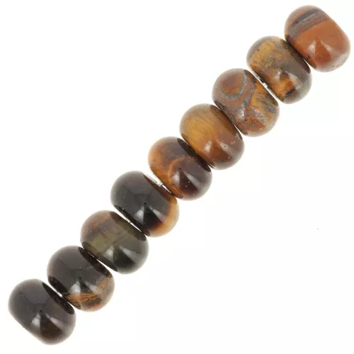 Cuentas arandalas Heishi 8x5 mm gema - Ojo de tigre x15