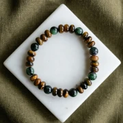 Cuentas arandalas Heishi 8x5 mm gema - Ojo de tigre x15