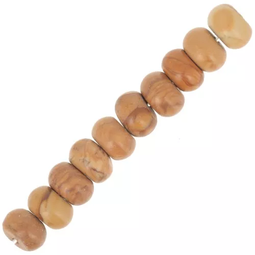 Cuentas arandalas Heishi 8x5 mm gema - Jaspe madera x15