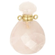 Colgante frasco de perfume gema 25x17 mm - Cuarzo Rosa x1