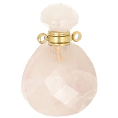 Colgante frasco de perfume gema 25x17 mm - Cuarzo Rosa x1